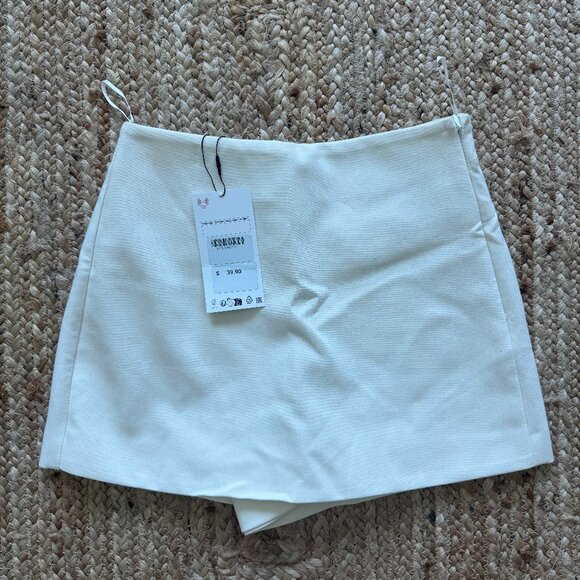 ZARA High-Waisted Skort in Oyster White Size XS New with Tags NWT 🤍 - Picture 8 of 14